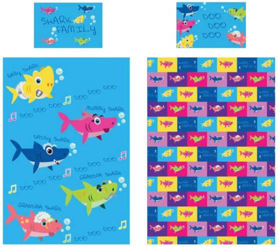 KidCollection Shark Family Single/Junior Duvet Cover Reversible Bedding Set (Single Duvet Cover)