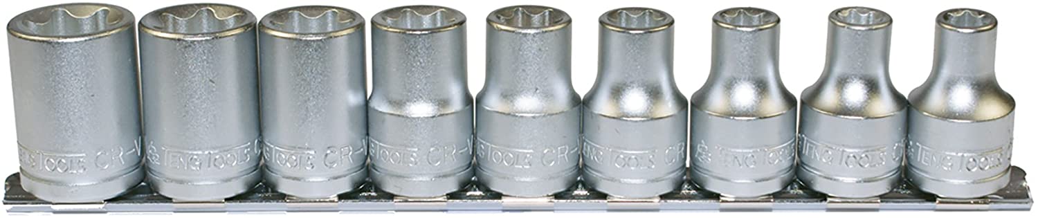 Teng M1210 1/2-inch Socket Clip Rail TX-E Drive (9 Pieces), Bunt, Variety Pack
