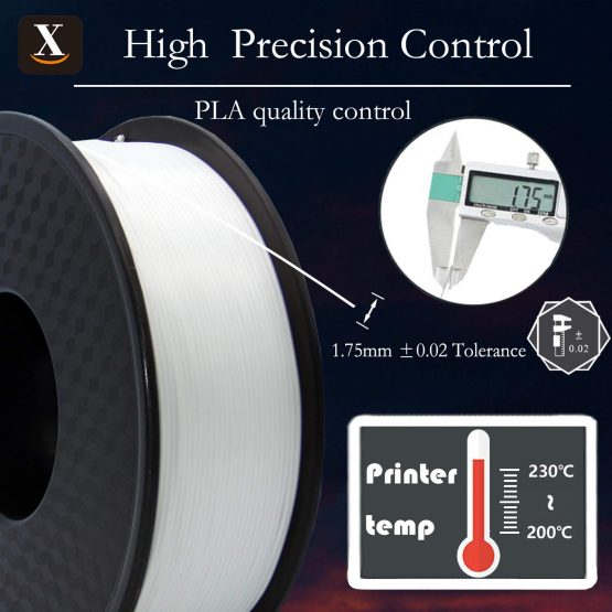 PLA 3D Printer Filament 1.75mm Printing Material Upgrade Version for 3D Printers Pens Accuracy +/- 0.02 mm 1kg/Spool White - Image 3
