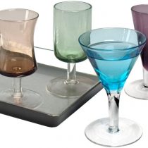 Artland - Short Stem Liqueur Glasses Set - 7 Piece Set of Multi Coloured Drinking Glasses for Wine, Cocktail, Champagne - Gift Boxed Set