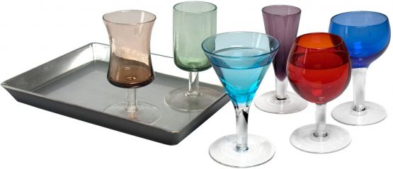 Artland - Short Stem Liqueur Glasses Set - 7 Piece Set of Multi Coloured Drinking Glasses for Wine, Cocktail, Champagne - Gift Boxed Set