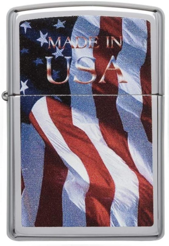Zippo Made in the USA with Flag Windproof Lighter - High Polished Chrome - Image 2