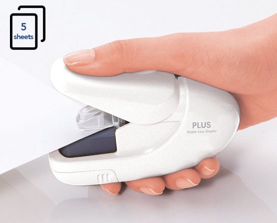 PLUS Japan, Staple-Free Stapler White, 5 sheet capacity, 1 piece pack (1 x 1 stapler) - Image 2