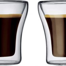 Bodum ASSAM Coffee Glass Set (Double-Walled, Dishwasher Safe, 0.1 L/4 oz) - Pack of 2, Transparent