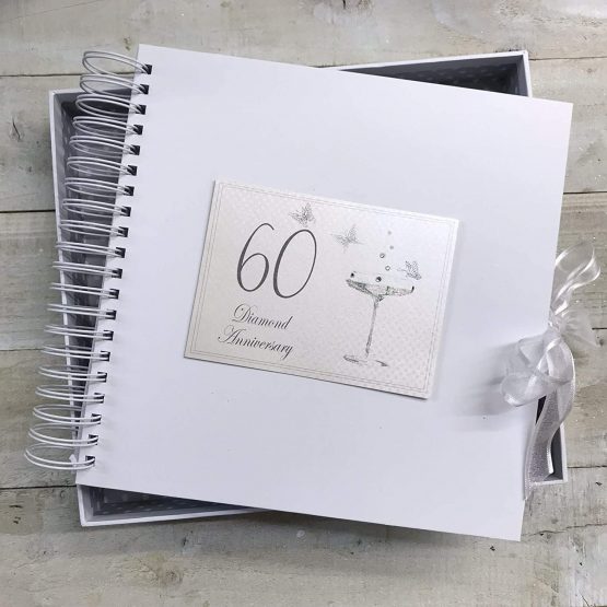 60th Diamond Anniversary, Card & Memory Book, Champagne Glasses