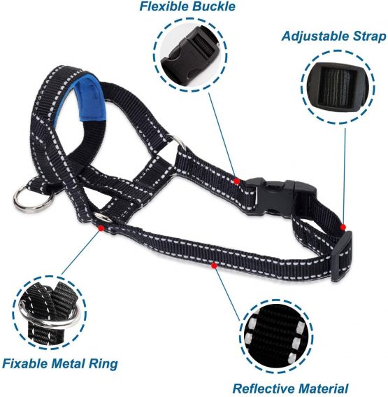 ILEPARK Dog Head Collar with Reflective Strap, Head Halter Collar for Dogs, Adjustable and Easily Control, for Small Medium and Large Dogs. (L,Blue) - Image 4