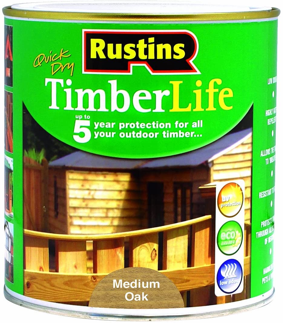 Rustins TLMO1000 1L Timberlife Medium Oak, Brown