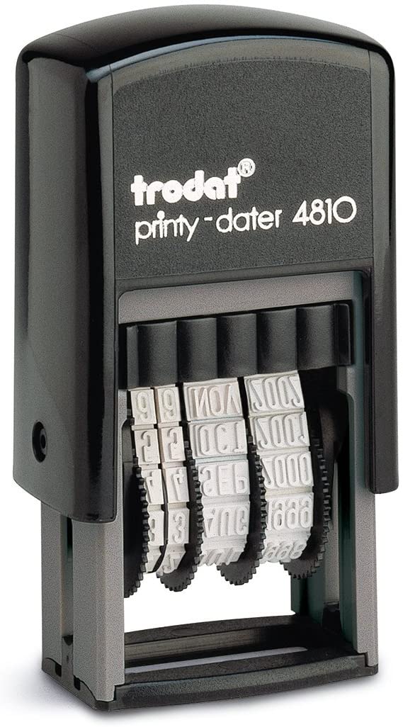 Trodat Printy 4810 Date Stamp - Year Month Day Numerals Self Inking - 3.8mm Black, Small