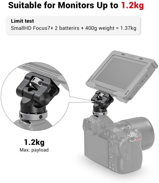 SMALLRIG Swivel and Tilt Camera Monitor Mount Holder Support with Cold Shoe Adapter - BSE2346B - Image 2