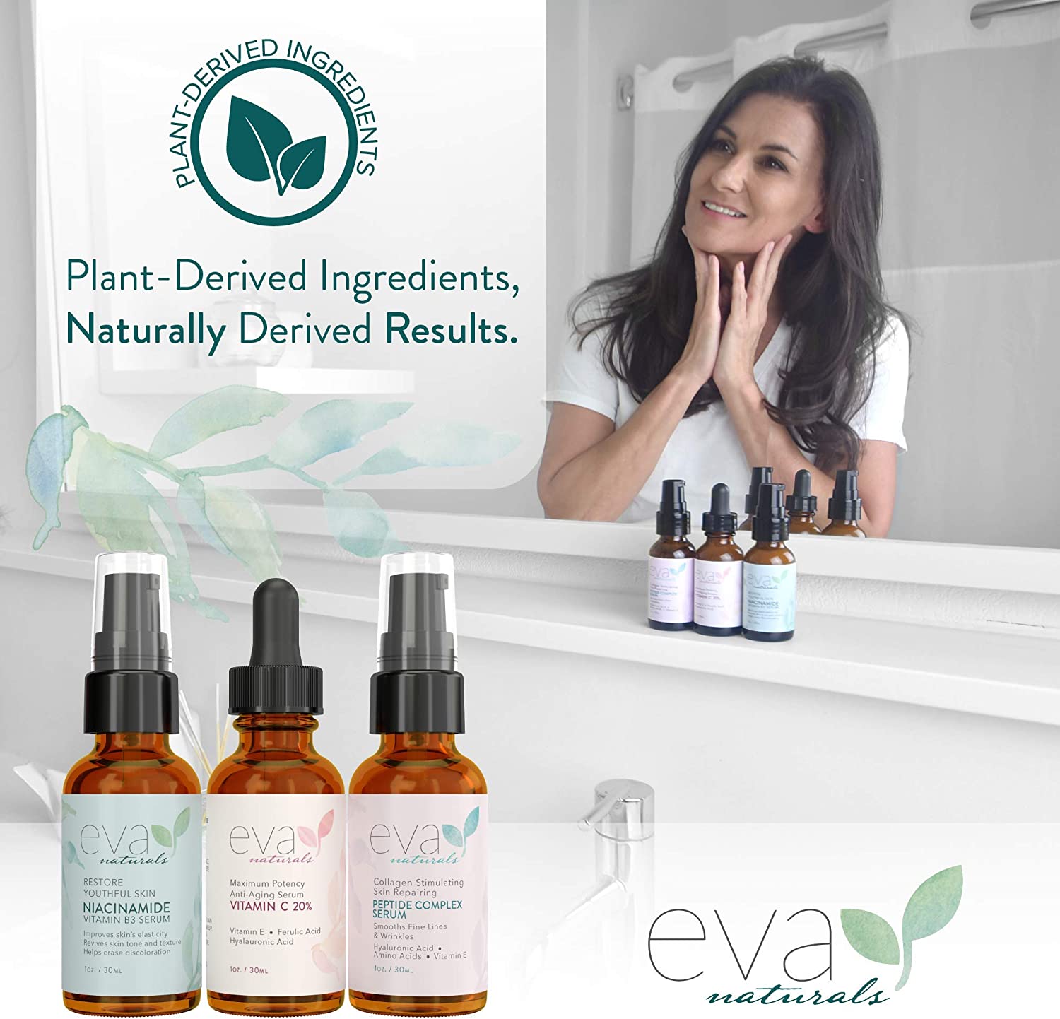 Natural Firm & Glow Skincare Set of 3 Serums Skin Care Kit with 20