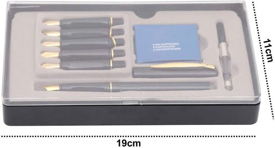 Kurtzy Fountain Calligraphy Pen Set with 6 Nibs, Cartridges and Ink Adaptor (14 Pieces) - Writing Fountain Pen with Blue Ink - Perfect Gift for Beginners and Adults - Image 2