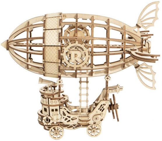 ROBOTIME Wooden Puzzle 3D Jigsaw Mechanical Model Construction Toys Gift for Kids 14 Years Old and Up (Airship)