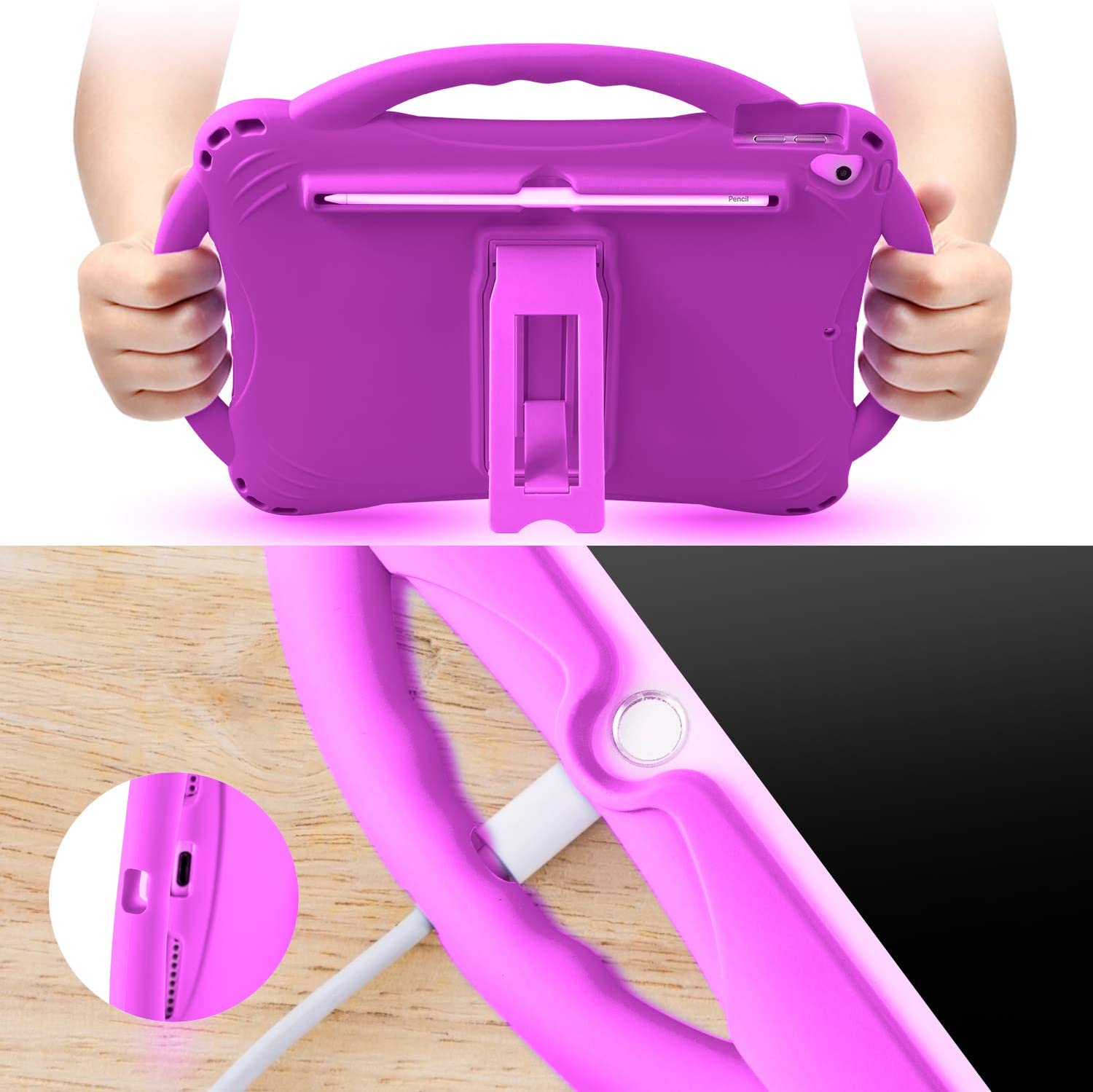 TopEsct Kids Case for iPad 9th/8th/7th Generation 10.2 inch, Built-in Handle Stand, Comes with a Strap - Image 2