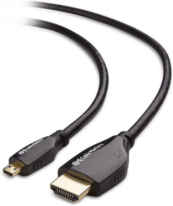 Cable Matters High Speed Micro HDMI Cable with Ethernet 3 Metres - 3D and 4K Resolution Ready