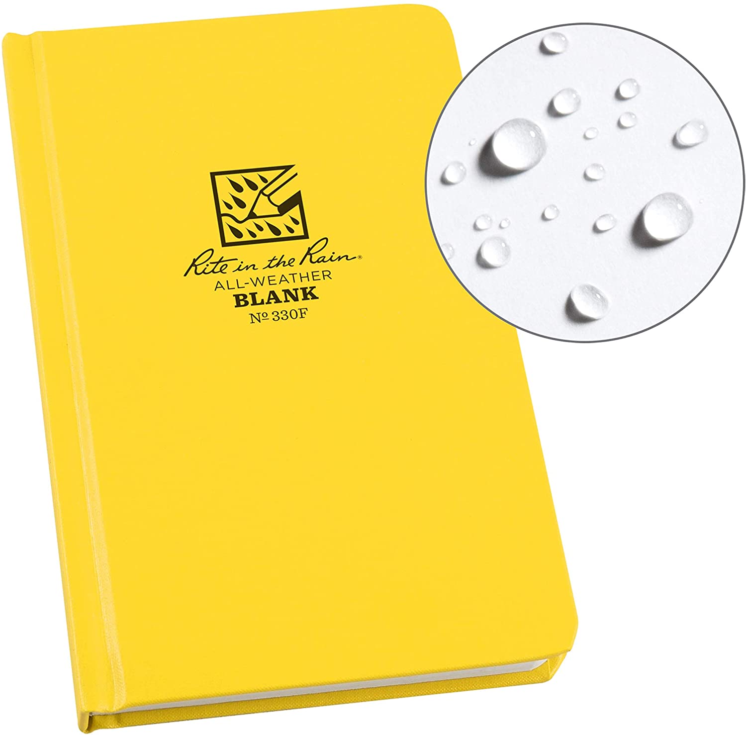 Rite in the Rain Weatherproof Hard Cover Sketchbook Notebook, 4.75" x 7.5", Yellow Cover, Blank Pattern (No. 330F)