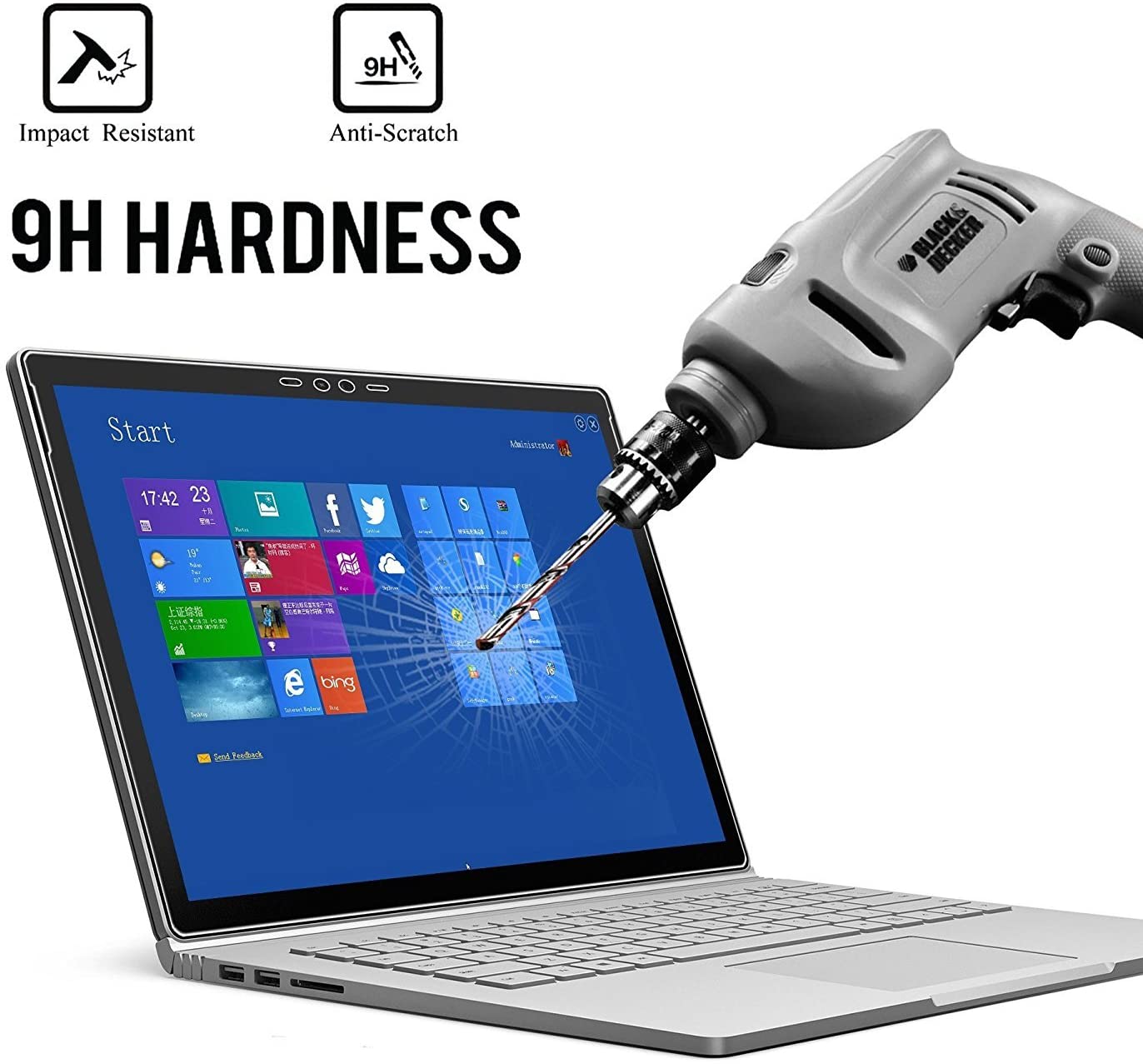 MEGOO Surface Book 2 Screen Protector, 9H Tempered Glass High Sensitivity - Image 3