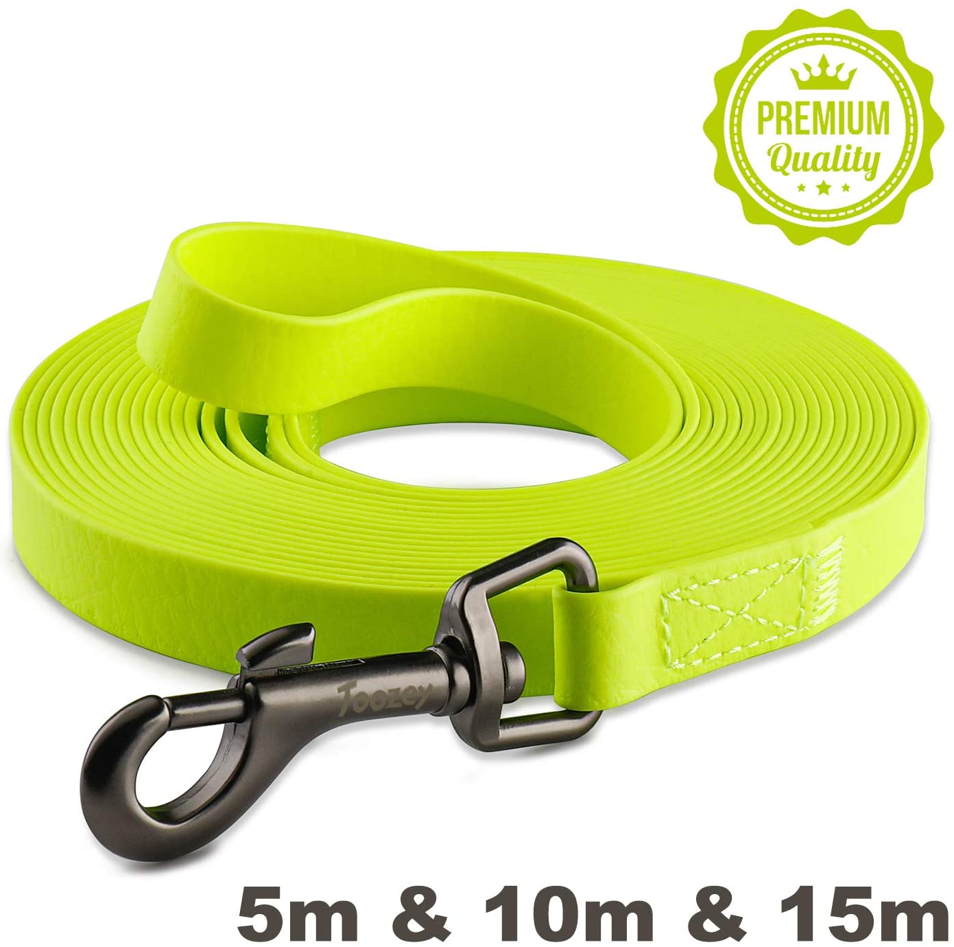 Toozey Dog Training Lead, 5m Long Waterproof Leash with Hand Loop and Mesh Bag, Durable for Small to Large Dogs Yellow