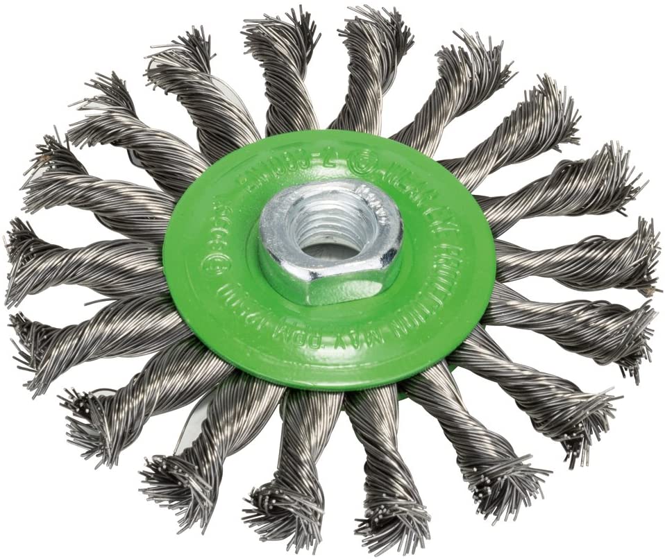 Bosch 1x PRO Stainless Steel Longlife Wire Wheel, Knotted Wire for Small Angle Grinder and M14 Thread (for Non-ferrous metals