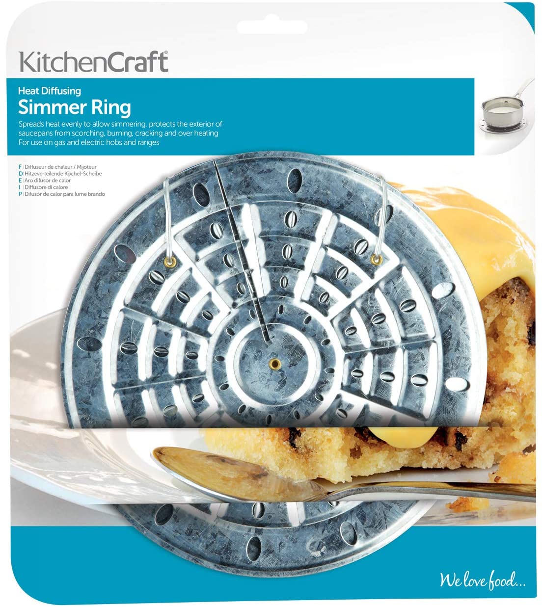 KitchenCraft Stovetop Heat Diffuser/Simmer Ring, 18 cm (7"), Silver, 18 centimeters - Image 2