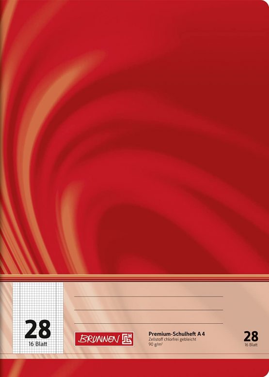 Brunnen Vivendi 104472802 School Notebook A4 16 Sheets 5 mm Squared with Margin, Type 28)