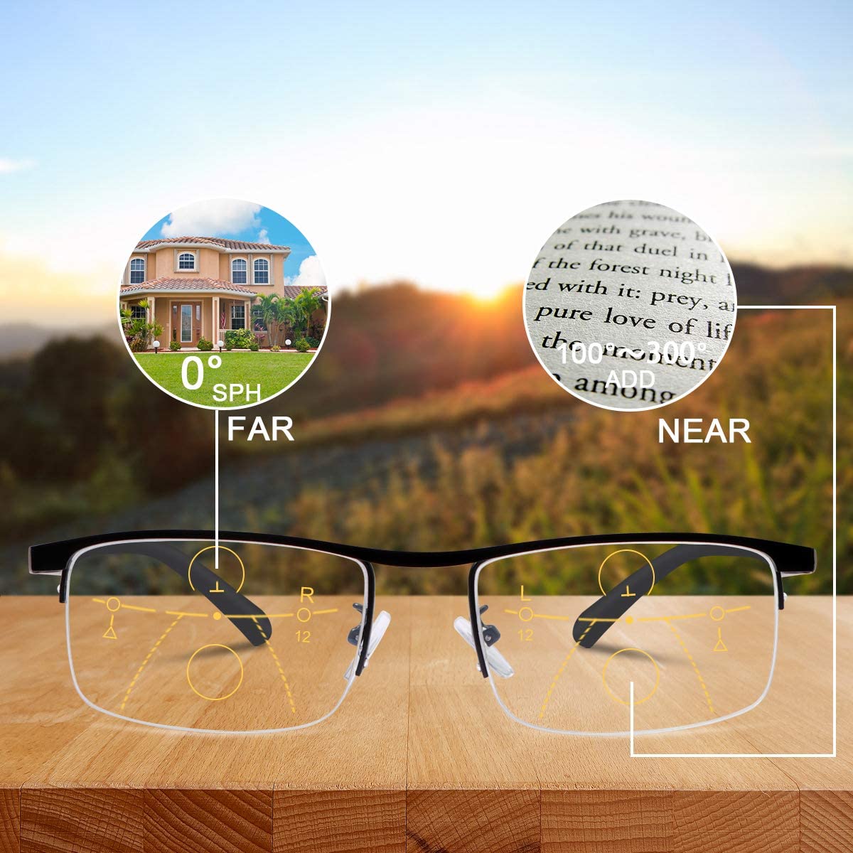 Progressive Multifocus Computer Reading Glasses Blue Light Blocking Titanium Alloy Bendable Multifocal Readers Multi Focus No Line Eyeglasses Eyewear Anti Glare Eye Strain Ultralight for Men and Women - Image 3