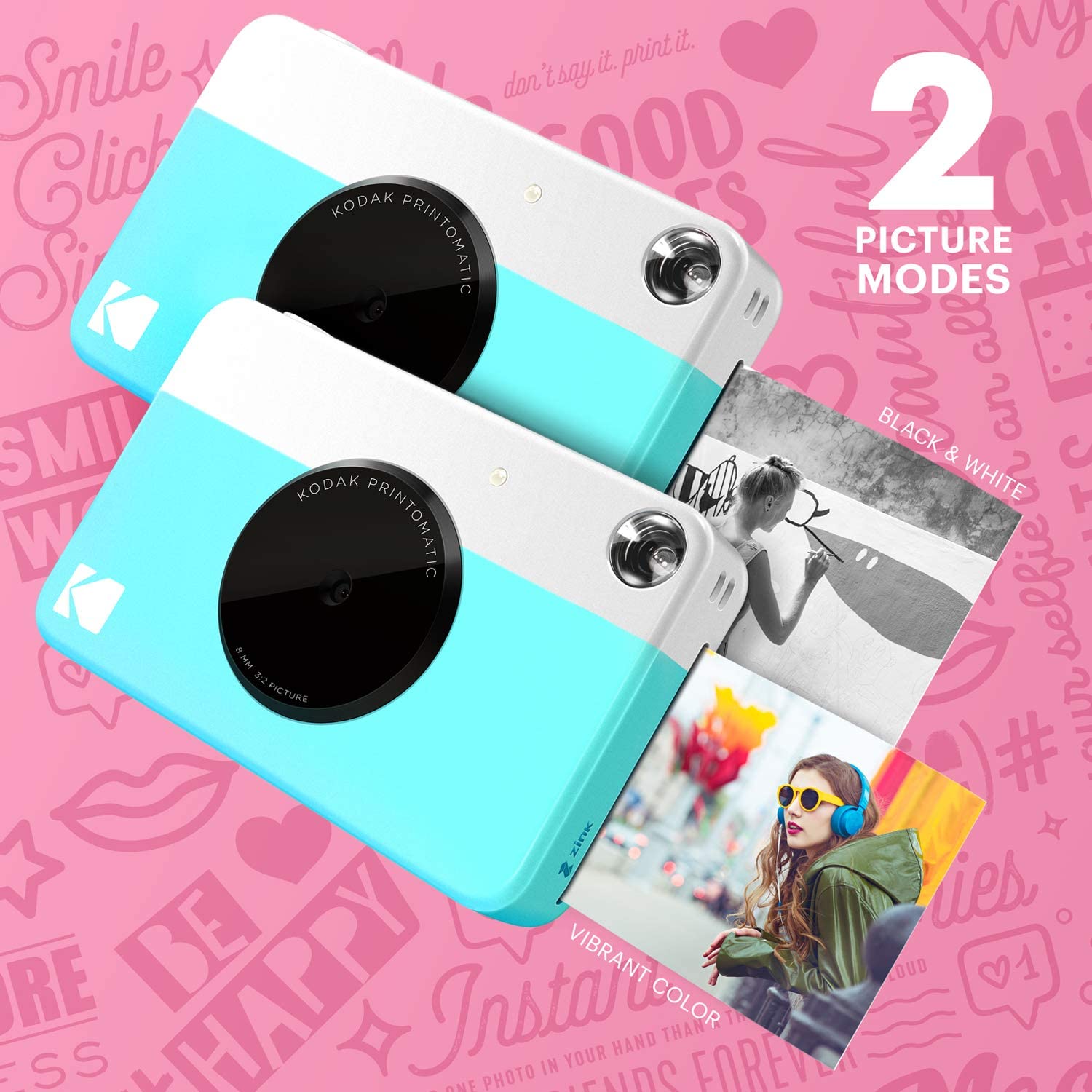 AM KODAK Printomatic Full-Color Instant Print Digital Camera, Zink 2x3" (5.1x7.5 cm) Sticky-Back Photo Paper, 5MP, Portable - Image 4