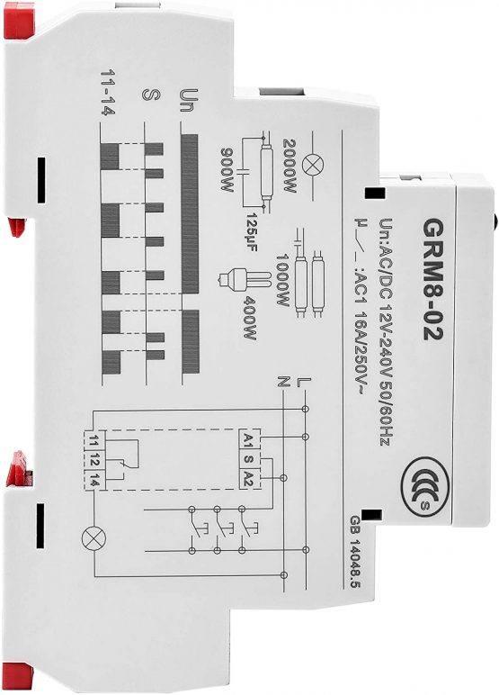 GEYA GRM8 Electronic Latching Relay Memory Relay Impulse Relay SPDT 16A Wide Range Voltage Din Rail Mounted GRM8-02 AC/DC12V~240V - Image 3