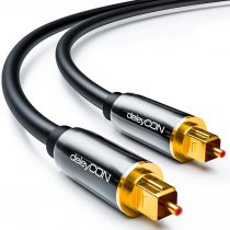 deleyCON 1m (3.29 ft.) Optical Digital Audio Cable S/PDIF 2x Toslink Connectors Fibre Optic Cable Metal Connectors 5mm Flexible - Black