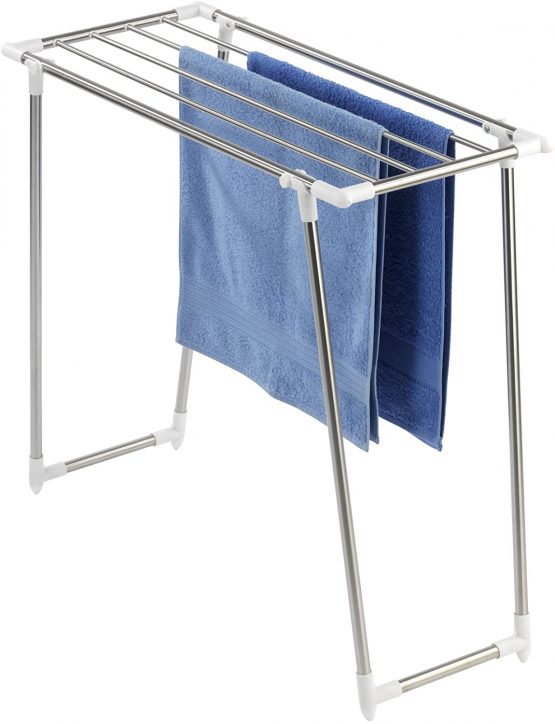 WENKO 3774020100 Laundry dryer Profi Single - 5,5 m drying length, Stainless steel, 87 x 79 x 39 cm, Silver matt