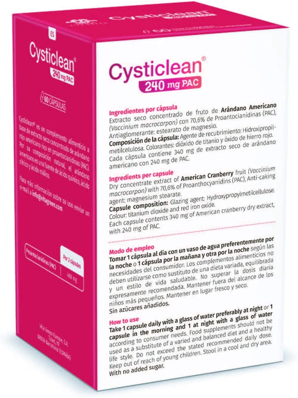 Cysticlean Health of Urinary System, 60 Capsule Suitable for Vegetarian 240 mg PAC, White, 60 count (Pack of 1) - Image 3