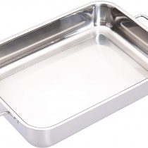MasterClass KCMCROAST37 Deep Stainless Steel Roasting Tin with Folding Handles and Hob Compatible Design, 37 x 27 x 6.5 cm, Silver