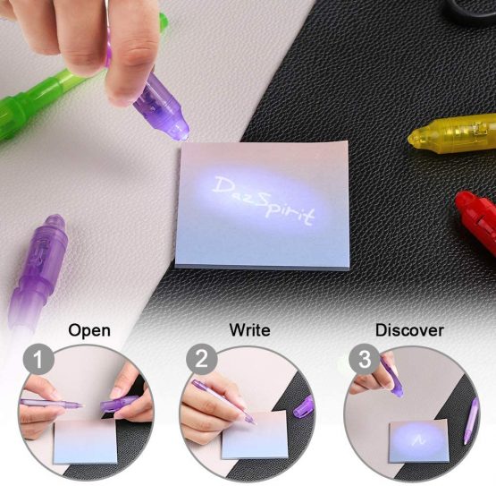DazSpirit 30pcs Invisible Ink Pen Party Bag Fillers for Boys and Girls , Magic Marker Pens with UV Light for Kids, Spy Pens Invisible Ink for Writing Secret Message - Image 2