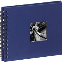 Hama Fine Art photo album, 50 black pages (25 sheets), spiral bound album 24 x 17 cm, with cut-out window, blue