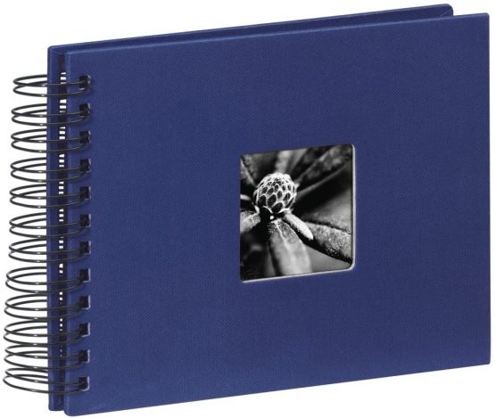 Hama Fine Art photo album, 50 black pages (25 sheets), spiral bound album 24 x 17 cm, with cut-out window, blue
