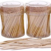 4 Pack x 500 Pcs100% Wooden Round Toothpicks Wood Fruit Salad Cocktail Sticks, 66mm Length