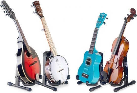 Stagg SUVM-A100BK Foldable A Stand for Ukuleles, Mandolins and Violins - Black - Image 3