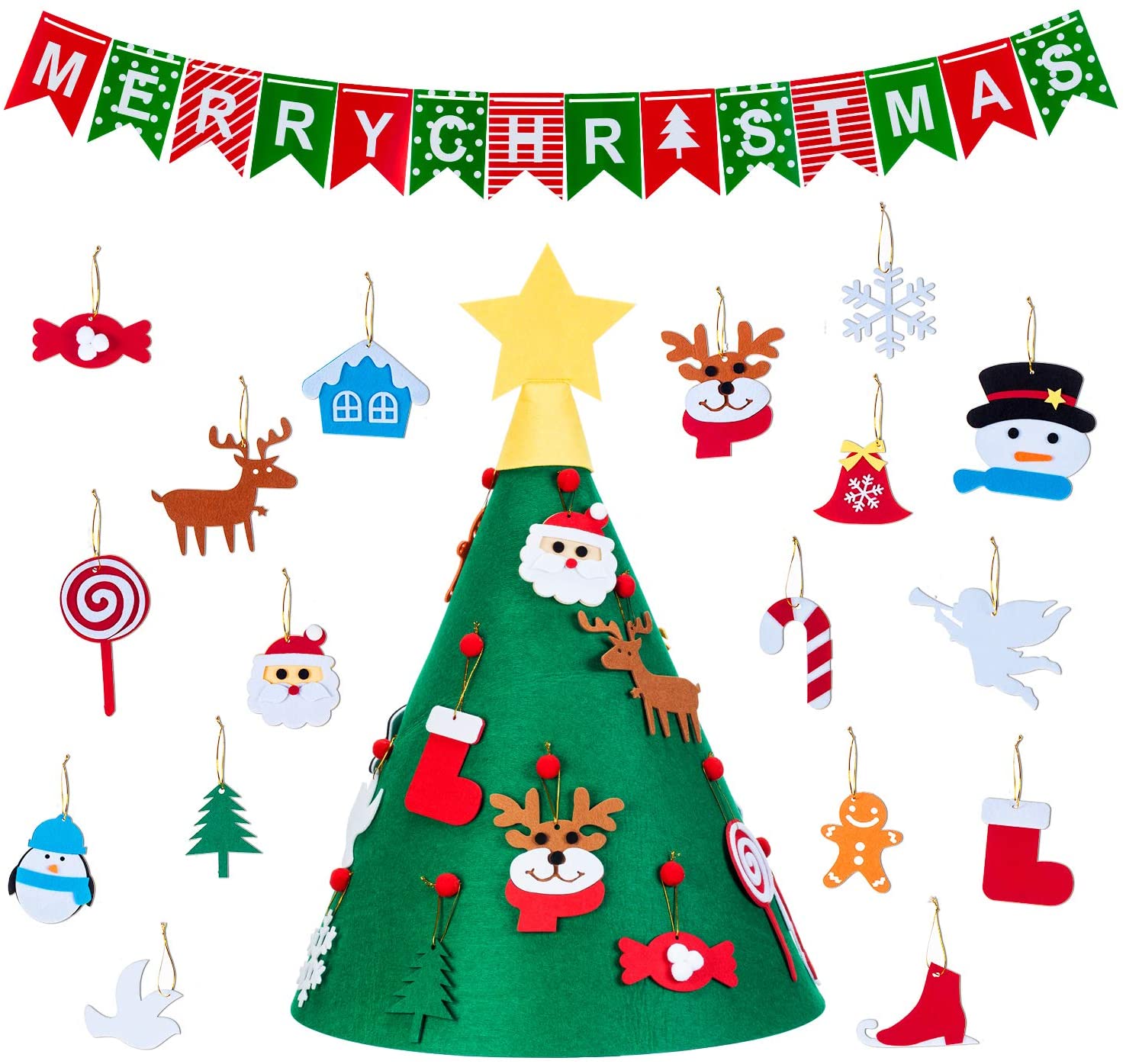 MELLIEX 3D DIY Felt Christmas Tree, Toddler Friendly Christmas Tree