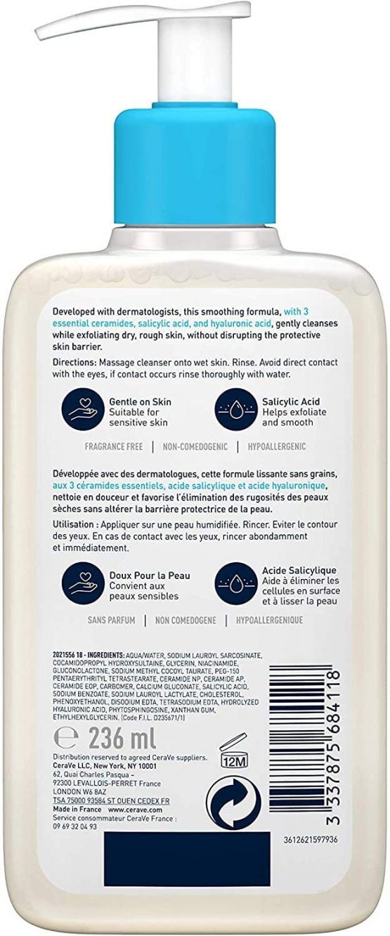 CeraVe SA Smoothing Cleanser | 236ml/8oz | Face and Body Wash with Salicylic Acid - Image 3