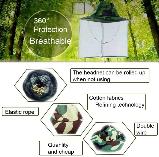 HunterBee 2 PCS Round Beekeeping Beekeepers hat with Veil net Netting/mosquito netting hat - Image 2