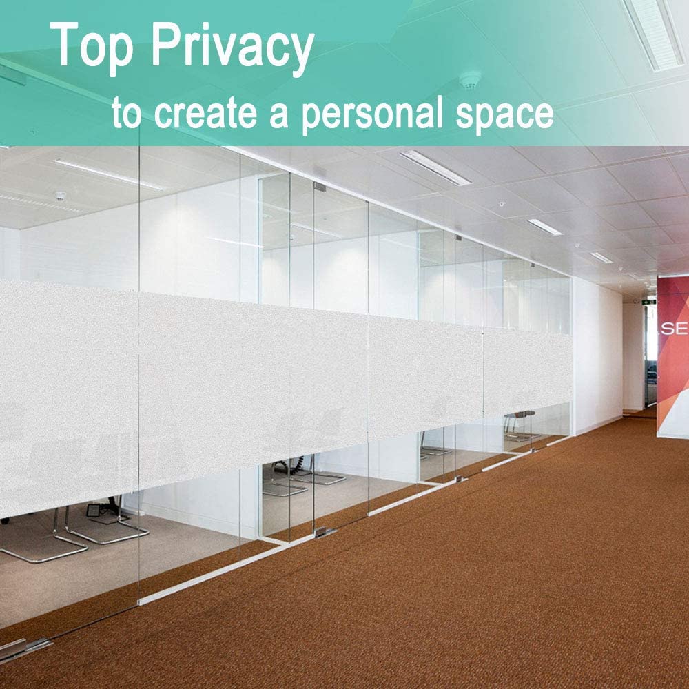 Qualsen Window Film Privacy frosted window film privacy film for glass windows Static Cling No Glue Anti UV for Office Home Bedroom Kitchen (44.3 x 200cm) - Image 3