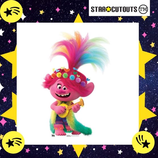 STAR CUTOUTS SC1497 Poppy Ukulele/Guitar Trolls World Tour Lifesize Cardboard Cutout/Decoration Height 95cm Width 63cm, Multicolour - Image 4