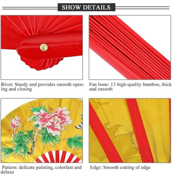 VGEBY Tai Chi Fan, Hand Held Folding Fans Silk Fan Right Hand Folding Fan Martial Arts Fan Decoration Fold Hand Fan - Image 4