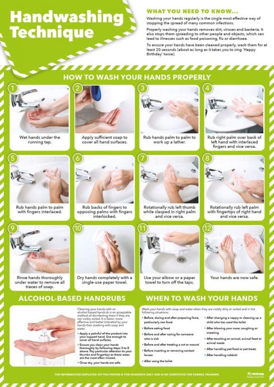 Handwashing Technique Posters - Pack of 5 | Health and Safety Posters | Laminated Gloss Paper 850mm x 594mm (A1) | Health and Safety Office and Commercial Wall Charts | Education Charts by Daydream - Image 2