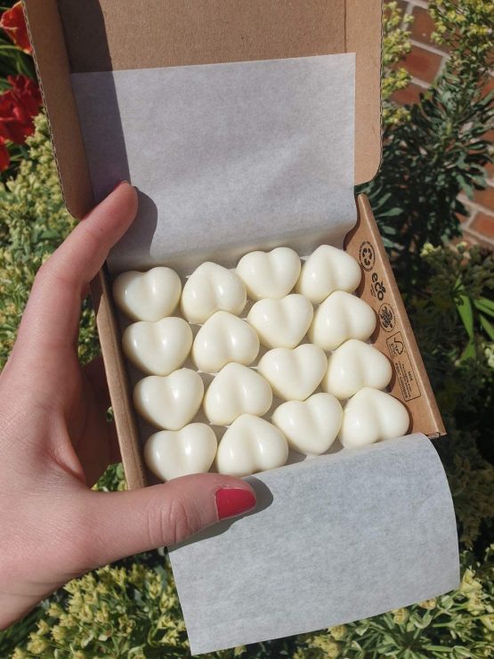 Baby Powder Highly Scented Soy Wax Melt Hearts - Vegan, Plastic Free & Long Lasting - 16 Pack