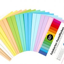 perfect ideaz 100 Sheets of DIN-A5 Coloured Pastel Photo Card, Craft Paper, Dyed Through Sheets, 10 Different Light Colours, 300g /qm, Tinted Drawing Card for Crafts, Colourful Set of Coloured Sheets