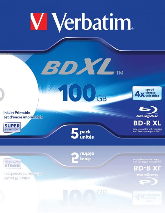 Verbatim BD-R XL 100 GB - Blu-ray Disc with 4x Write Speed, Printable, Jewel Case, 5-Pack