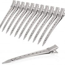 3.5 Inches Duck Bill Hair Clips Metal Alligator Curl Clips Sectioning Clips with Holes, Crocodile Clips Hair Styling Clips for Salon and Women Girls Accessories (12PCS)