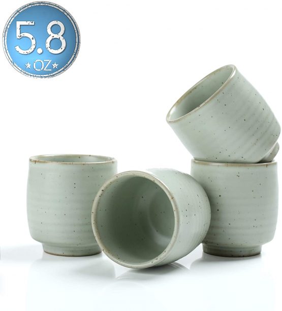 TEANAGOO ETC07, Pottery China Tea Cup for W08, 5.8 oz, Ruware, Lt, 4 pcs/Box