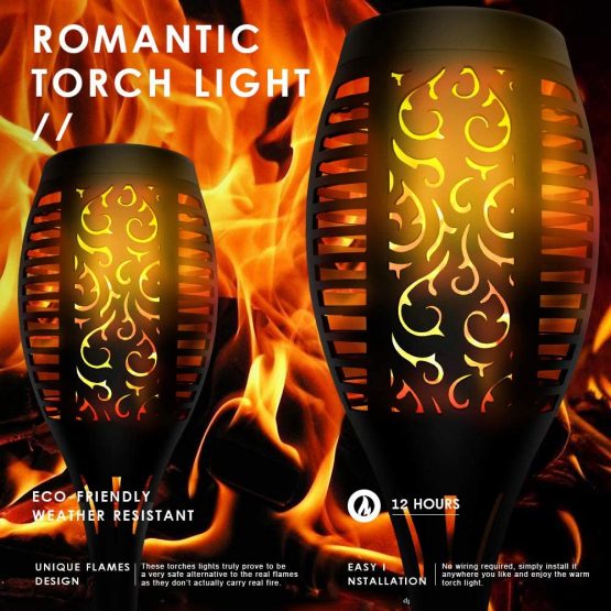 Solar Torch Light with Flickering Flame, Outdoor Solar Flame Effect Lantern, Garden Spotlights Landscape Decoration Stick Light for Patio Driveway Pathway(4 Pack) - Image 2