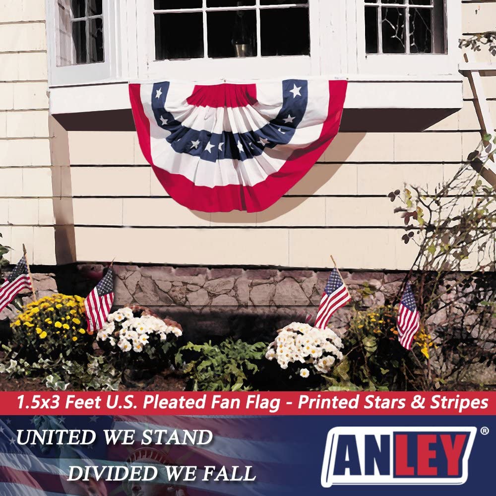 USA Pleated Fan Flag, ANLEY 1.5x3 ft American US Bunting Flag Patriotic Stars & Stripes, Sharp Color and Fade Resistant - Image 2